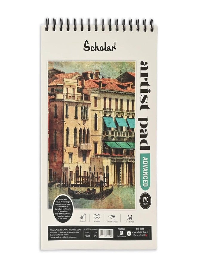Scholar Artist Pad - Advanced (A4) (170 GSM, Natural Shade Cartridge Paper, Wiro Bound) - Image 1